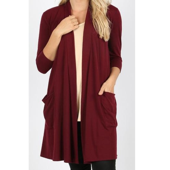 Duster Knee Length Jersey Knit Cardigan - Picture 4 of 5